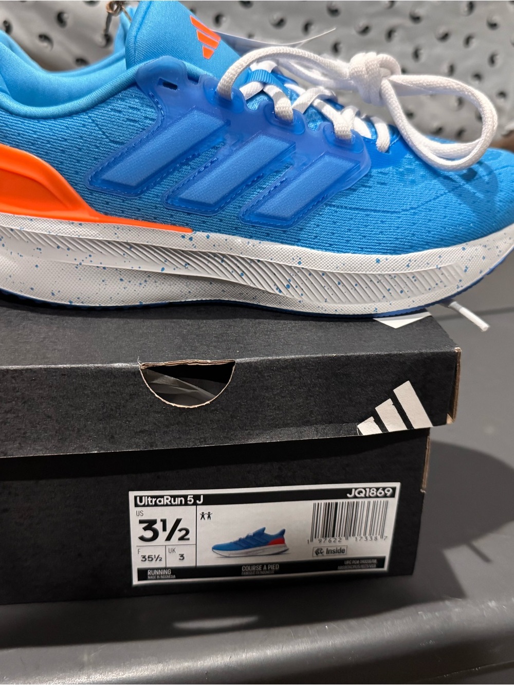 adidas Kids Blue and Orange UltraRun 5 J Sneakers